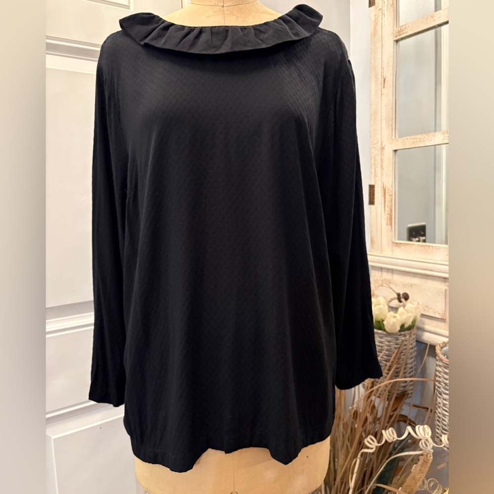 Crown & Ivy Elegant Black Women's Boatneck Top XL Oversized Fairygoth Grunge/Boh